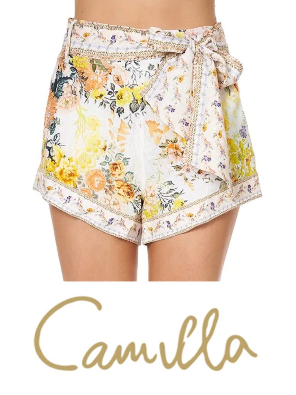 Camilla In The Hills Of Tuscany Tie Detail High Cut Shorts Size S